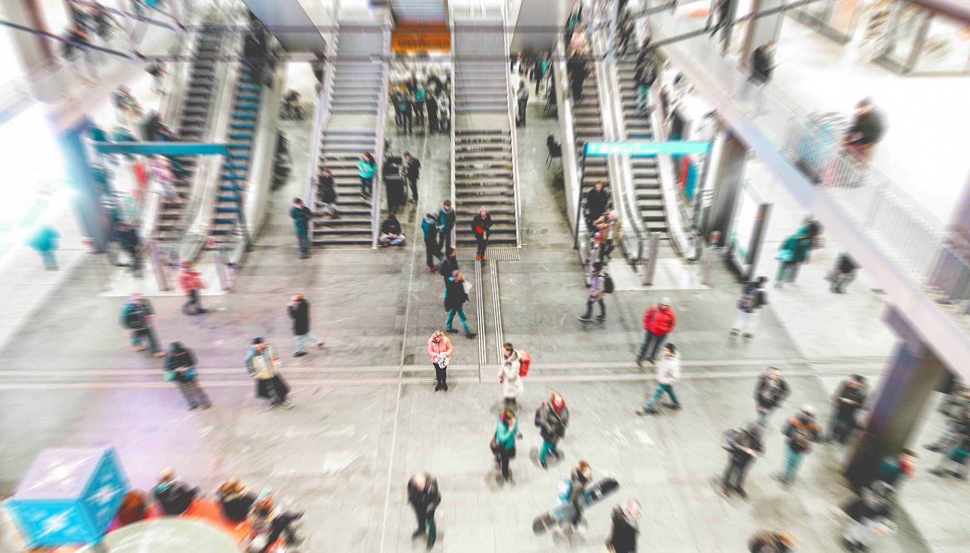 People in a train station